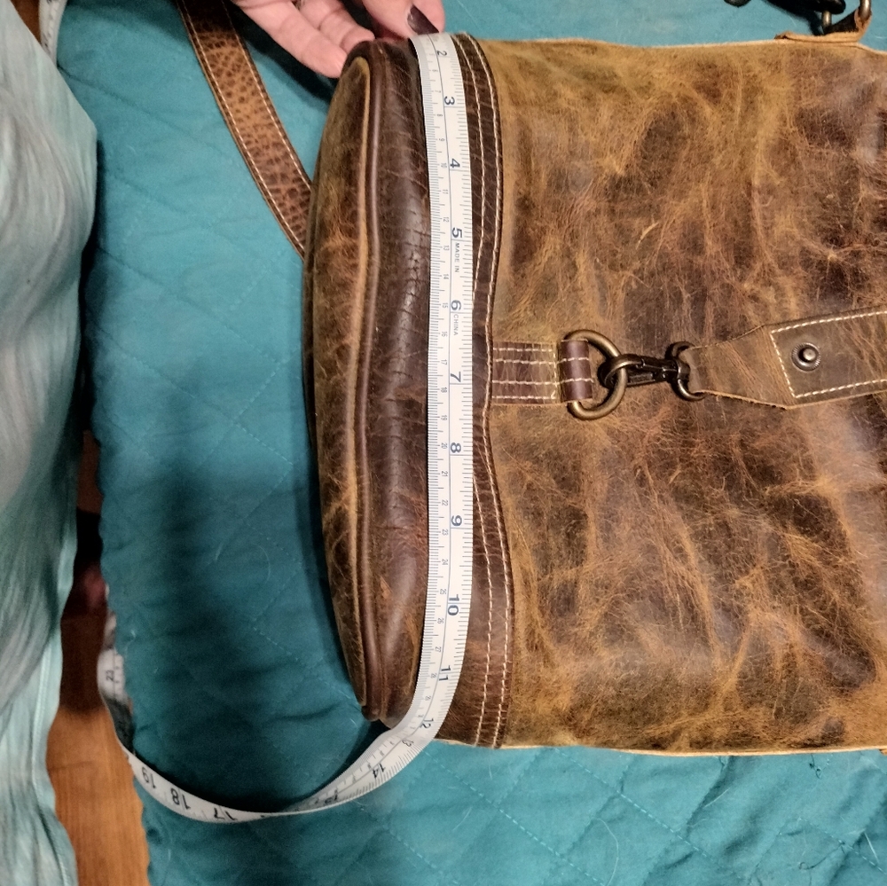 Myra Bag Distressed Brown Leather Crossbody - Picture 10 of 10